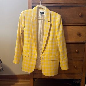ME+EM Yellow and White Checkered Blazer